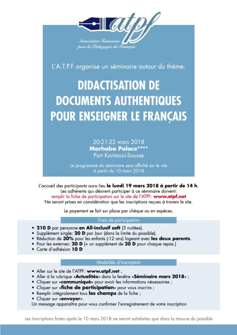 Séminaire sur la didactisation de documents authentiques en français.