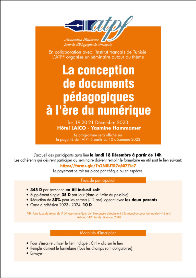 Atelier sur la conception de documents pédagogiques numériques par l'ATPF.